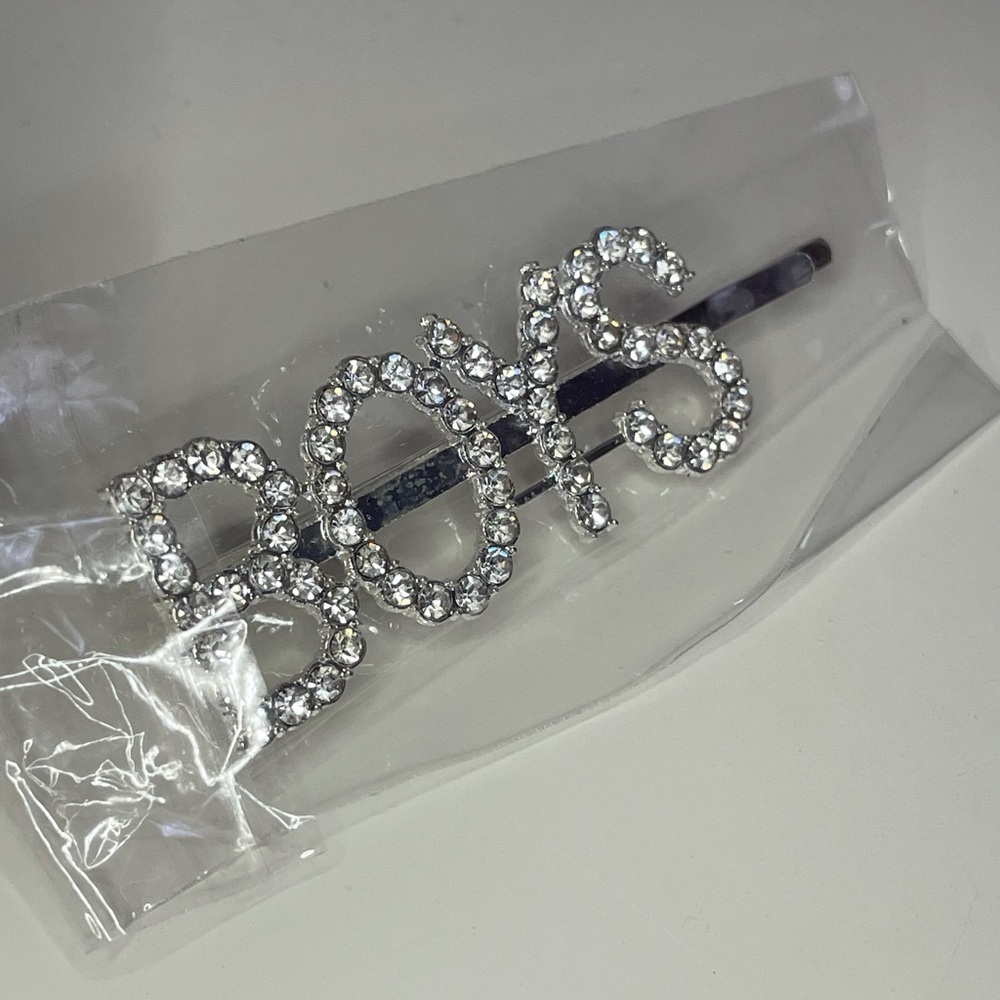Crystal Rhinestone Studded Metal Hair Pin Accessory “BOYS” - Picture 11 of 15